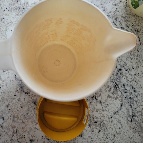 Vintage Retro White & Yellow Pitcher With Floral Design - Picture 3 of 8